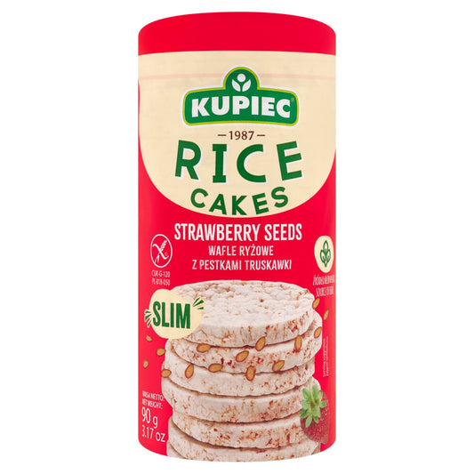 Kupiec Slim Wafle ryżowe z pestkami truskawki 90 g (18 sztuk)